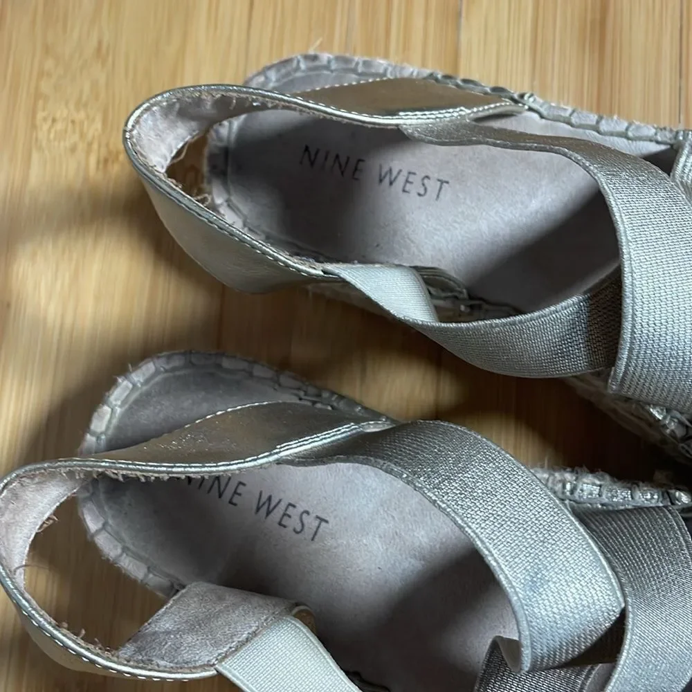 Nine West Gold “Boardwalk” Platform Espadrille Strappy Sandals (Size: 6)